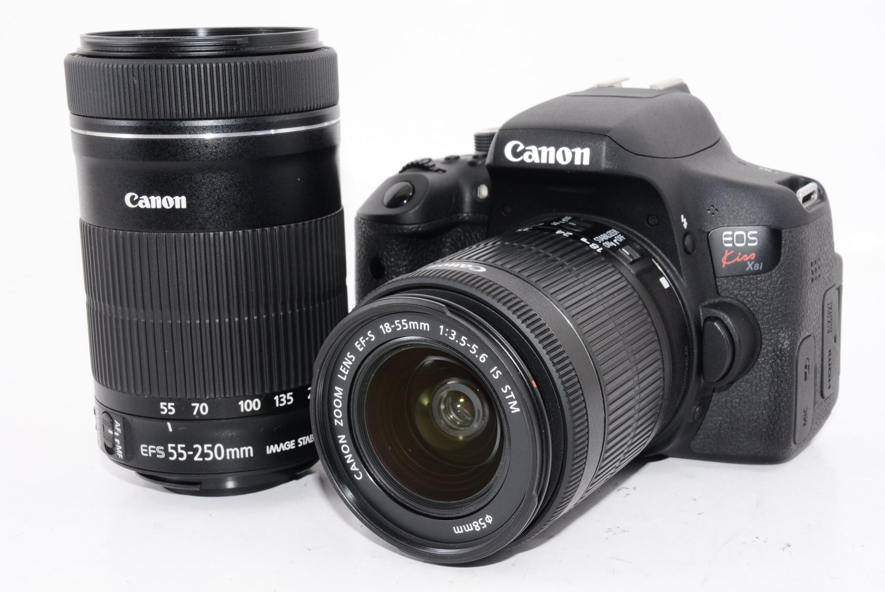 【外観特上級】Canon デジタル一眼レフカメラ EOS Kiss X8i ダブルズームキット EF-S18-55mm/EF-S55-250mm 付属 EOSKISSX8I-WKIT