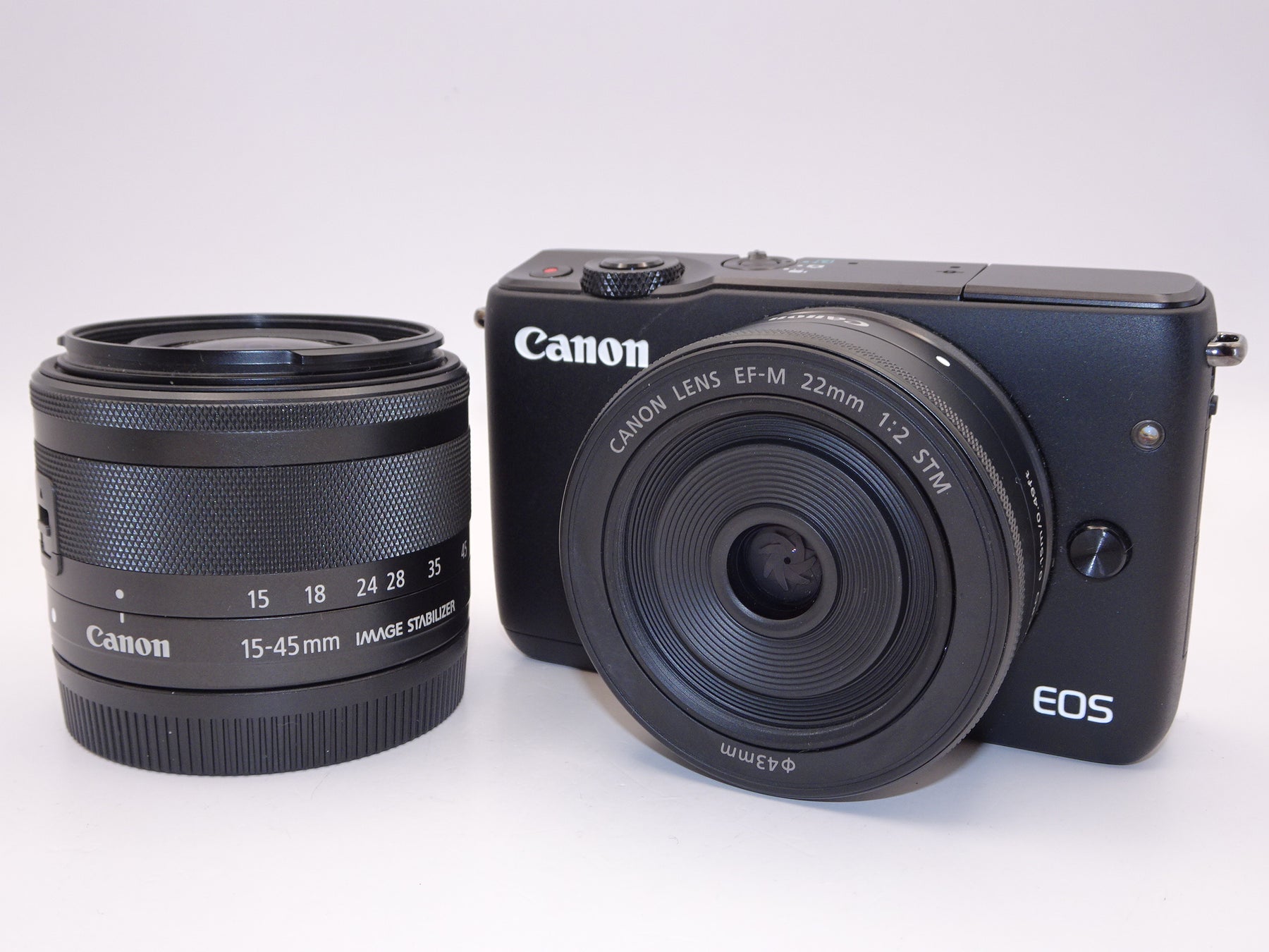 【外観特上級】Canon EOS M10 ダブルレンズキットブラック15-45mm F3.5-6.3 IS STM/22mm F2 STM