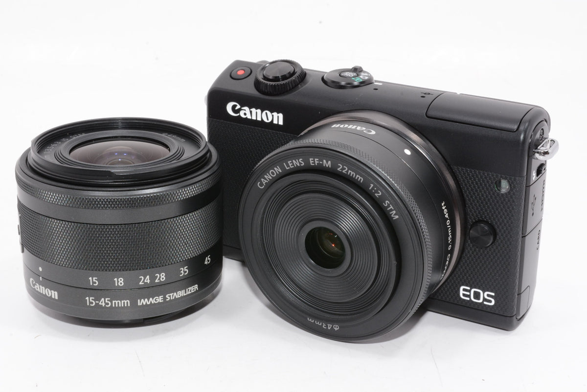 【外観特上級】Canon ミラーレス一眼カメラ EOS M100 ダブルレンズキット ブラック EOSM100BK-WLK