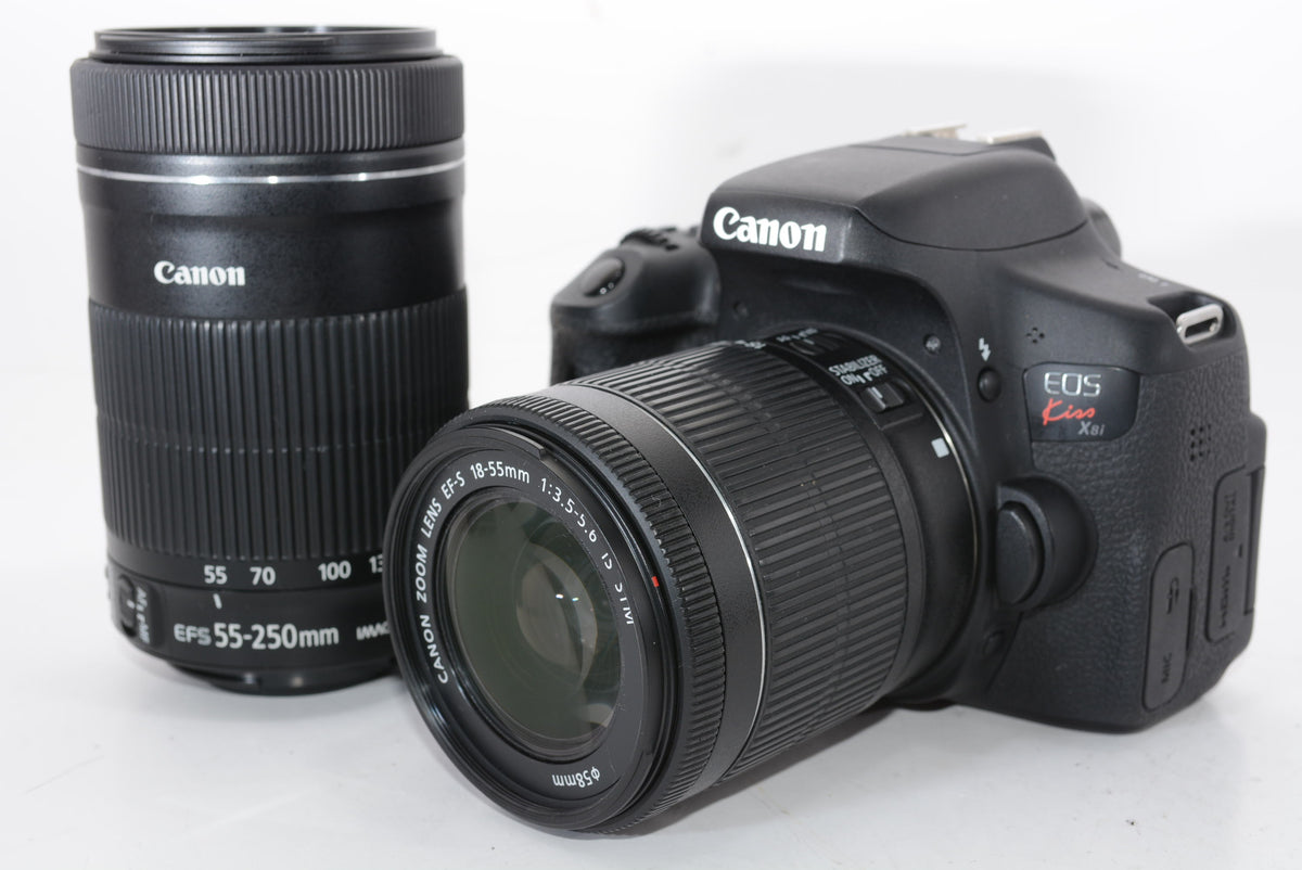 【外観特上級】Canon デジタル一眼レフカメラ EOS Kiss X8i ダブルズームキット EF-S18-55mm/EF-S55-250mm 付属 EOSKISSX8I-WKIT