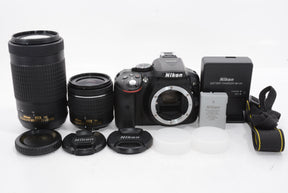 【外観特上級】Nikon デジタル一眼レフカメラ D5300 AF-P ダブルズームキット ブラック D5300WZ3